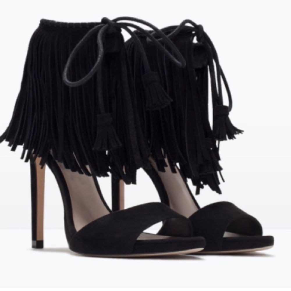 Zara fringe heels
